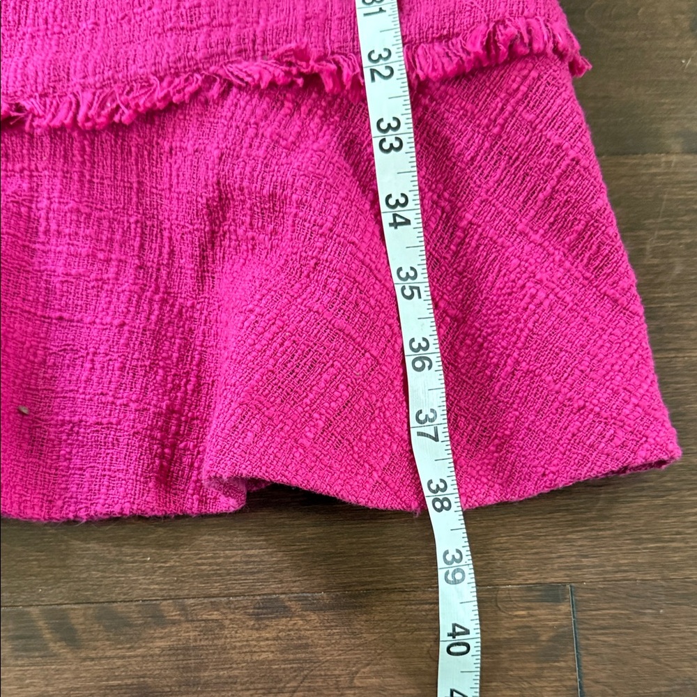 J.Crew Pink Fluted Hem A-Line Fringe Detail Textured Cotton Tweed Dress - 6 - Picture 10 of 10